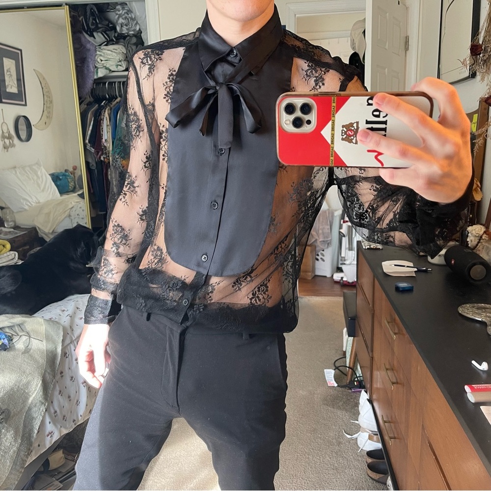 Black Lace Top with Bow